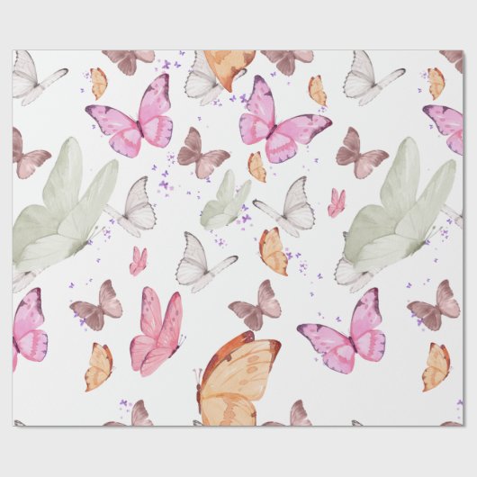 rose gold butterfly cadeaupapier (Vlak)
