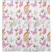 rose gold butterfly douchegordijn (Voorkant)