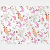 rose gold butterfly fleece deken (Voorkant (Horizontaal))
