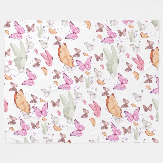 rose gold butterfly fleece deken (Voorkant (Horizontaal))