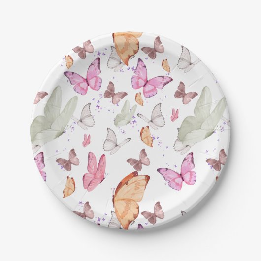 rose gold butterfly papieren bordje (Voorkant)