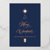 Rose Gold Calligraphy Tree Christmas Card Folie Feestdagenkaart (Voorkant)