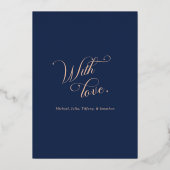 Rose Gold Calligraphy Tree Christmas Card Folie Feestdagenkaart (Achterkant)