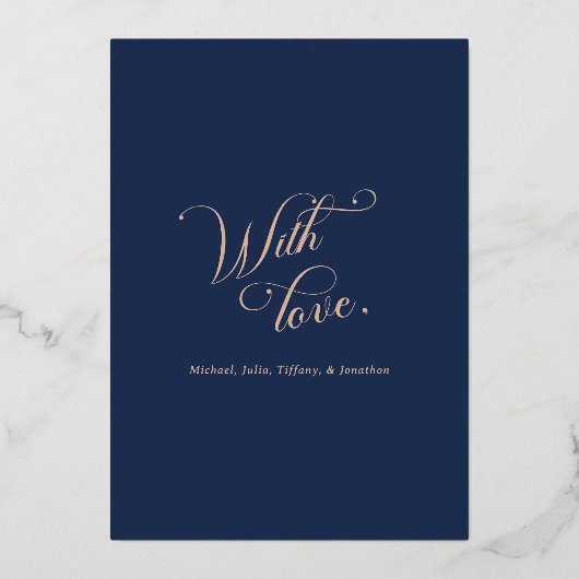 Rose Gold Calligraphy Tree Christmas Card Folie Feestdagenkaart (Achterkant)