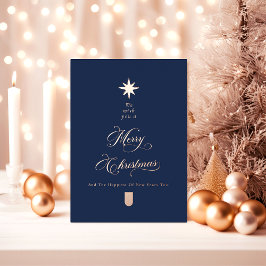 Rose Gold Calligraphy Tree Christmas Card Folie Feestdagenkaart
