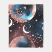 Rose Gold Celestial Moon Blanket – Luxury Seamless Fleece Deken (Voorkant)