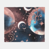 Rose Gold Celestial Moon Deken – Luxe Naadloos (Voorkant (Horizontaal))