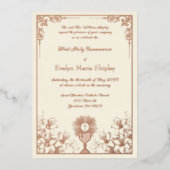 Rose Gold Chalice First Communion Elegance Folie Uitnodiging (Voorkant)