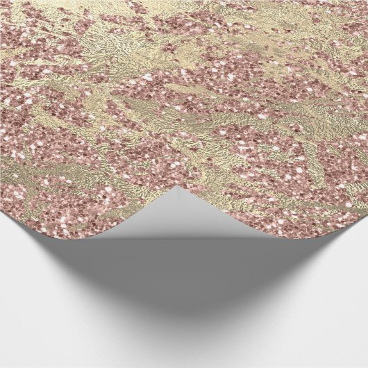 Rose Gold Champaigne Marble Glitter Metal Strokes Cadeaupapier (Hoek)