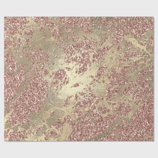 Rose Gold Champaigne Marble Glitter Metal Strokes Cadeaupapier (Vlak)