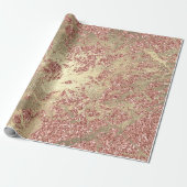 Rose Gold Champaigne Marble Glitter Metal Strokes Cadeaupapier (Uitgerold)