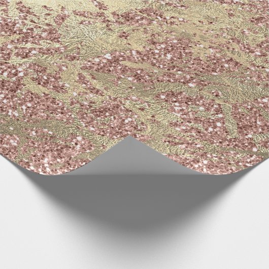 Rose Gold Champaigne Marble Glitter Metal Strokes Cadeaupapier (Hoek)