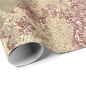 Rose Gold Champaigne Marble Glitter Metal Strokes Cadeaupapier (Rol Hoek)