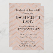 Rose Gold Chevron Bachelorette Party Invite Kaart (Voorkant / Achterkant)