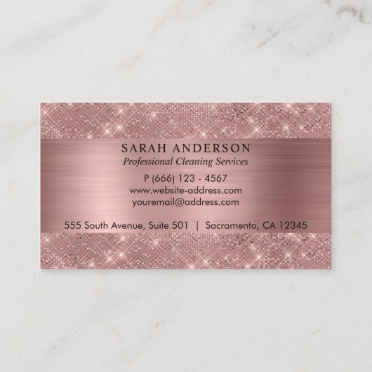 Rose Gold Chic Cleaning Services Visitekaartje (Achterkant)