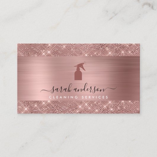 Rose Gold Chic Cleaning Services Visitekaartje (Voorkant)
