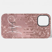 Rose Gold Chic Monogram iPhone Hoesje (Achterkant horizontaal)