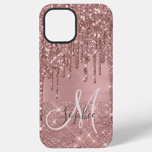Rose Gold Chic Monogram iPhone Hoesje (Achterkant)
