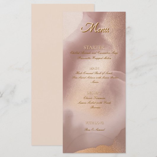 Rose Gold Chic Plat Menu (Voorkant / Achterkant)
