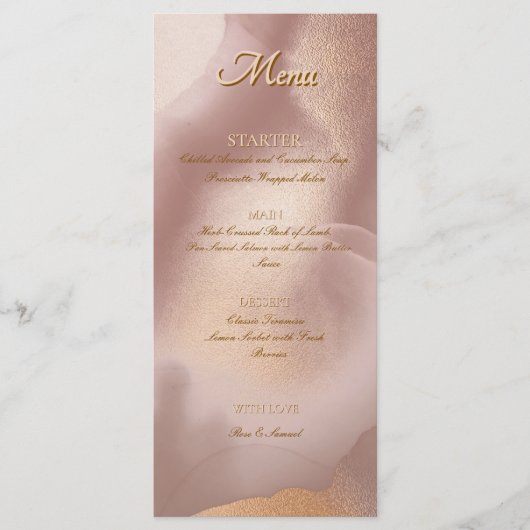Rose Gold Chic Plat Menu (Voorkant)