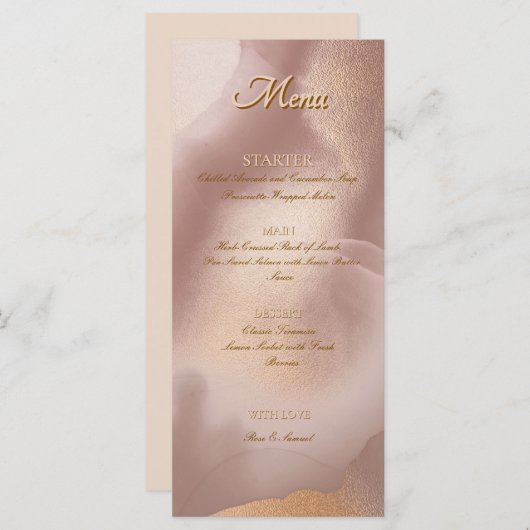 Rose Gold Chic Platte Menu (Voorkant / Achterkant)