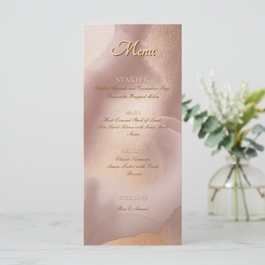 Rose Gold Chic Platte Menu (Staand voorkant)