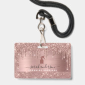Rose Gold Chic Schoonmaakdiensten Badge (Voorzijde met lanyard)