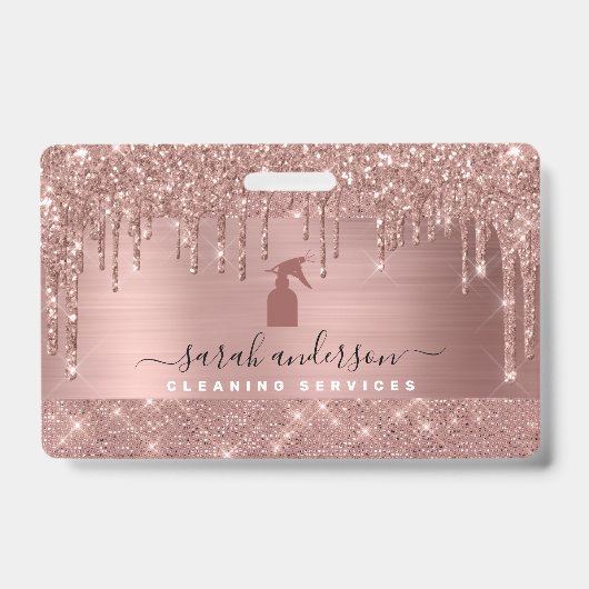 Rose Gold Chic Schoonmaakdiensten Badge (Voorzijde)