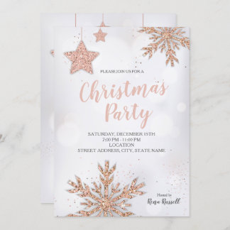 Rose Gold Christmas Party Kaart