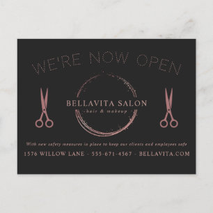 Rose Gold Circle Salon Logo We Zijn Open Covid Briefkaart