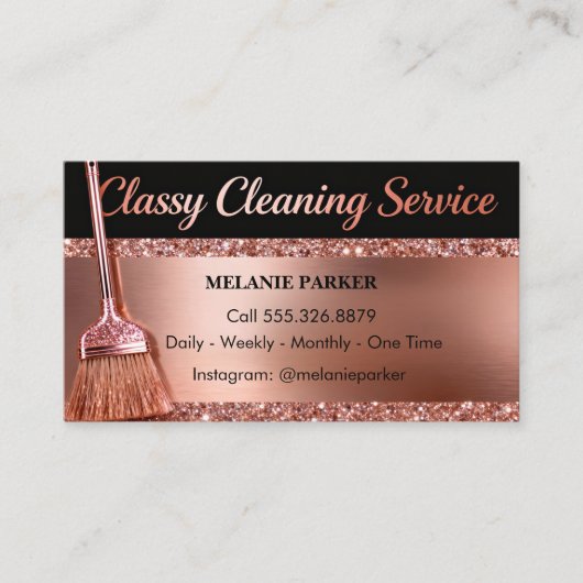 Rose Gold Classy Cleaning Services Visitekaartje (Voorkant)