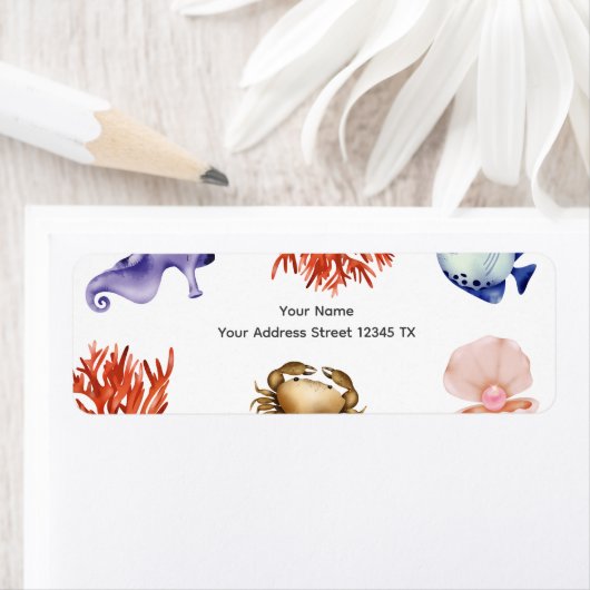 Rose gold Coastal Chic Watercolor Etiket (Insitu)