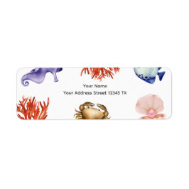 Rose gold Coastal Chic Watercolor Etiket