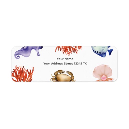 Rose gold Coastal Chic Watercolor Etiket (Voorkant)