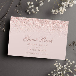 Rose Gold Confetti Blush Pink Modern Chic Wedding Gastenboek