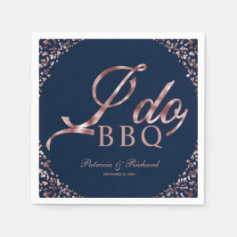 Rose Gold Confetti Navy I Do BBQ Trouwfeest Servet