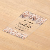 Rose gold cream florals wedding save the date card acryl uitnodigingen (Laagn)