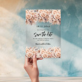 Rose gold cream florals wedding save the date card acryl uitnodigingen