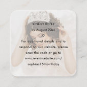 Rose Gold Crown Quinceañera Photo Scan Me QR RSVP Informatiekaartje (Achterkant)