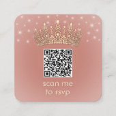Rose Gold Crown Quinceañera Photo Scan Me QR RSVP Informatiekaartje (Voorkant)