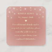 Rose Gold Crown Quinceañera Scan Me QR Code RSVP Informatiekaartje (Achterkant)