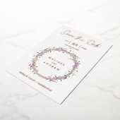 Rose Gold Custom Lilac Fancy Garland Wreath Folie Uitnodiging (Gedraaid)