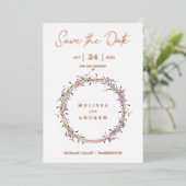 Rose Gold Custom Lilac Fancy Garland Wreath Folie Uitnodiging (Staand Voorkant)