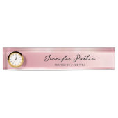 Rose Gold Desk Name Plate With Clock Calligraphy Naambordje (Voorkant)