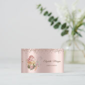  Rose Gold Diamonds Floral Cupcake Rolling Pin Visitekaartje (Staand voorkant)
