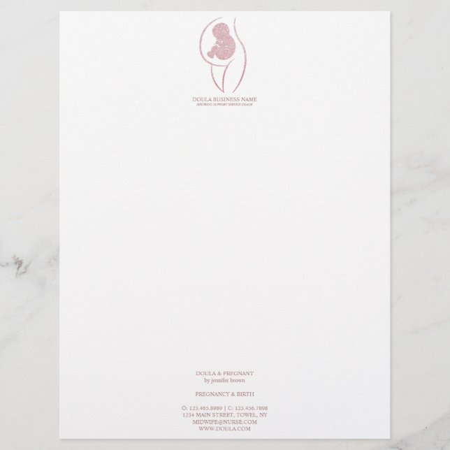 Rose Gold Doula & Birth Briefhoofd (Voorkant)