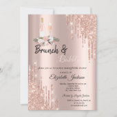 Rose Gold Drips Brunch & Bubbly Bruidsfeest Kaart (Voorkant)
