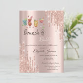 Rose Gold Drips Cocktails Brunch & Bubbly Kaart (Staand voorkant)