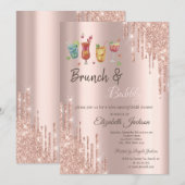 Rose Gold Drips Cocktails Brunch & Bubbly Kaart (Voorkant / Achterkant)