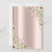Rose Gold  Drips Roses Brunch & Bubbels Kaart (Achterkant)